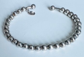 ITALIAN STERLING SILVER BEAD CUFF BRACELET