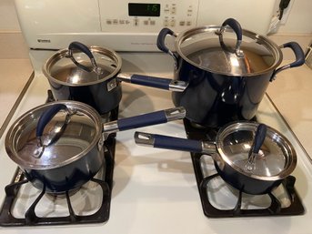Farberware Millenium Blue Cookware Set Stainless Steel Lids