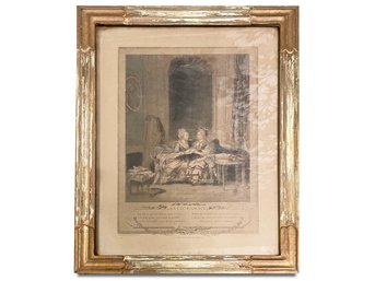 An Antique French Etching In Gilt Wood Frame