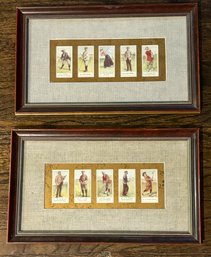 Pair Of Vintage Cope's Golfers Card Reprints Nicely Framed