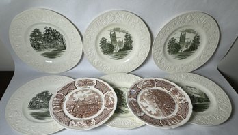 GROTON SCHOOL DINNER PLATES AND TWO COLLECTOR PLATES