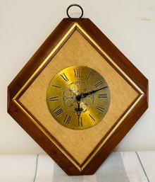 Vintage Wall Clock - Brass And Wood Tones