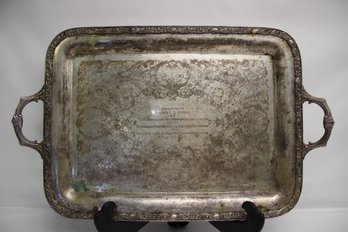 1969 Large Silver Plate Engraved Tray For The CT Automotive Trades Association
