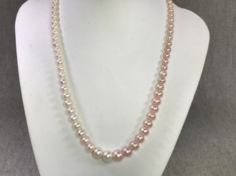 Very Unusual Genuine Cultured Ombre Pearl Necklace With Sterling Silver Clasp - Graduated Size - Beautiful !