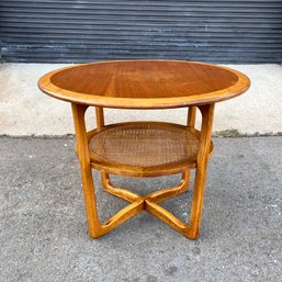 Mid Century Lane Perception End Table With Woven Cane Shelf