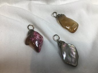 Custom Made Sterling Stone Pendants Lot Of 3 #2