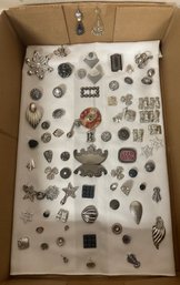 Jewelry Mostly Silver Color Lot For Crafts Making People Single Ear Rings, Pins, Broken Pieces. JJ/A4