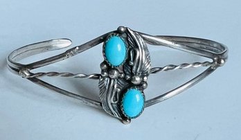 SIGNED NATIVE AMERICAN TURQUOISE CUFF BRACELET