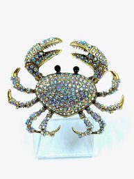 Vintage Heidi Daus Signed Rhinestone Crab Brooch