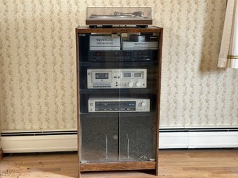 Vintage Stereo Rack System In Cabinet: Sanyo, Sansui, Technics Components