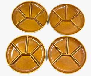Set Of 4 Vintage MCM Divided Fondue Plates