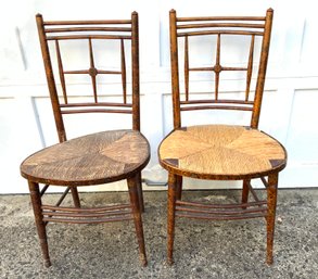 Pair Of Antique Painted Maple Chairs