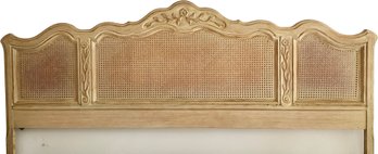 A French Provincial King Headboard In Bleached Oak And Cane By Drexel