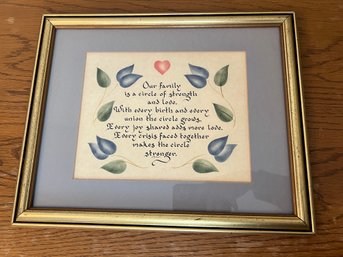 'Our Family Is A Circle Of Strength & Love' Framed Calligraphy Art