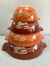 Pyrex Autumn Harvest Wheat Cinderella Mixing Nesting Bowls