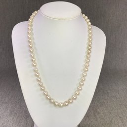 Wonderful Genuine Cultured Baroque Pearl Necklace With Sterling Silver Clasp - Very Pretty Necklace - New !