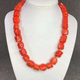 Incredible $750 Chunky Orange Coral Necklace - Very Pretty Necklace - With $750 Retail Price - Very Pretty !