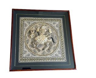 Horse & Warrior Embroidered Framed Art Piece
