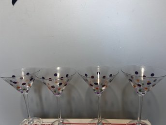 Set Of 8 Pampered Chef 'Dots' Martini Glasses