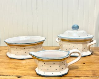 Handmade French Pottery  Set Of 3