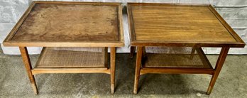 Drexel Declaration Side Tables With Cane Shelf