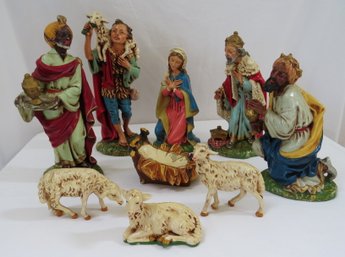 Hand Painted Chalk Ware Nativity Figurines - Italy