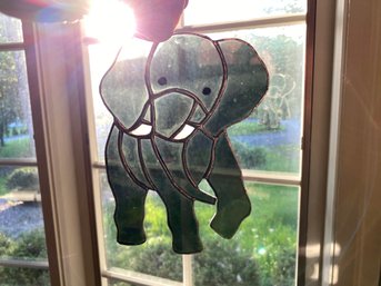 Stained Glass Elephant For Window Hanging.