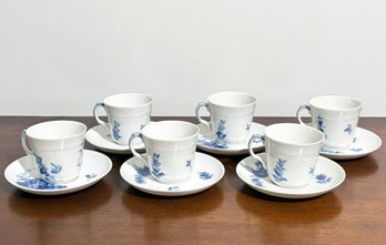 A Set Of 6 Vintage Royal Copenhagen Mugs And Saucers