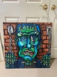 Rich Jefferson Original Vintage Frankenstein Painting On Canvas