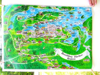 Bothbay Harbor Maine Vintage Tourist Map 1982