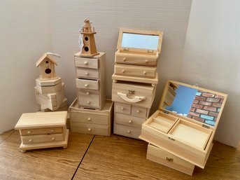 Unfinished Wooden Jewel Boxes And Birdhouses (14)