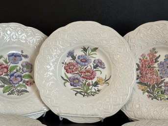 A Set Of Six Vintage Luncheon Plates By Wedgwood, Dianthus Pattern