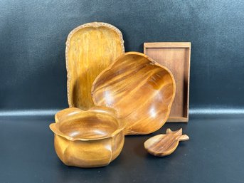 An Assortment Of Vintage Wooden Hostess Items