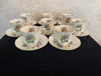 Set Of 8 Floral Teacups And Dishes