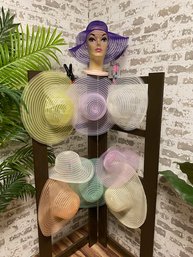 Collection Of 9 New Old Stock Vintage Brimmed Hats Including Grape