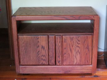 2 Door Oak Tv Cabinet On Wheels