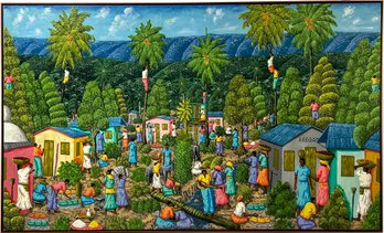 A Very Large Oil On Canvas By Noted Haitian Artist L.Y. Alaby