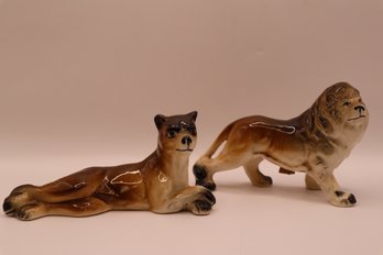 Japan Ceramic Lion And Lioness Salt And Papper Shakers