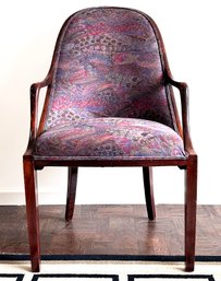 An Art Deco Mahogany Arm Chair In Paisley Print