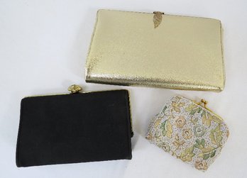 A Grouping Of 3 Vintage Clutch Purses - Rulo Ctreations, Jolles Original