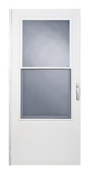 LARSON West Point 36-in X 78-in White Mid-view Self-storing Wood Core Storm Door With White Handle Item #40192