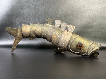 An Absolutely Fabulous Vintage Articulated Fish In Metal