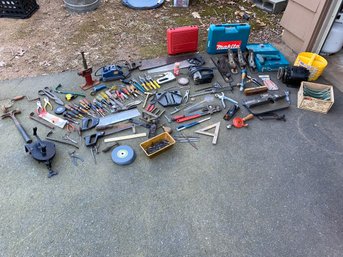 The Entire Workshop Of Vintage Woodworking Tools, Planes, Chisels, Levels, Screwdrivers, Wrenches, Hand Saws.