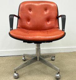 A Bright Orange Mid Century Steel Case Office Chair