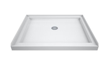 DreamLine SlimLine 32-in W X 32-in L With Center Drain Single Threshold Square Shower Base (White)