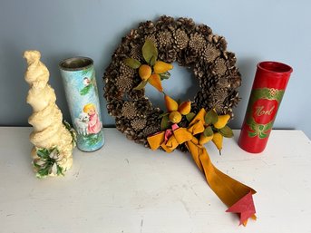 Pinecone Wreath & Christmas Candle