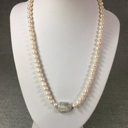 Fabulous Genuine Cultured Baroque Pearl Necklace With Natural Flat Pearl Pendant - Pendant Naturally Formed