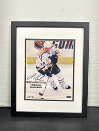 Autographed Mario Lemieux Returns In A Wooden Framed 1 Goal, 2 Assists, December 27, 2000. SUSO/WA-B