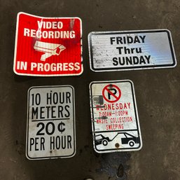 4 Great Metal Signs - Parking Meter Video Recording And More