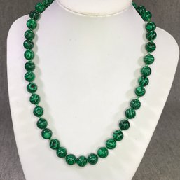 Fabulous Brand New Malachite Bead Necklace - Very Pretty Necklace - Never Worn - Measures 18' - Very Nice !